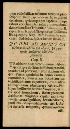Quales Ad Munus Catechizandi iudicati sint idonei, & quomodo auditores, olim recipiebantur. Cap. II.