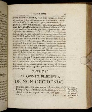 Caput II. De Quinto Præcepto. De Non Occidendo.