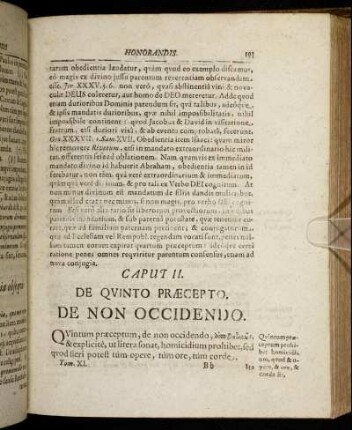 Caput II. De Quinto Præcepto. De Non Occidendo.