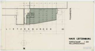 Haus Lietzenburg Meineckestraße 11/ Lietzenburger Straße 60, Berlin-Wilmersdorf: Grundriss Kellergeschoss 1:200