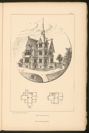 Villa Heiligenstadt, Eisenach: Ansicht und Grundrisse (aus: Stadt- und Landhäuser, hrsg. von Ernst Wasmuth, Berlin 1894)