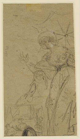 Sitzende Dame mit Sonnenschirm