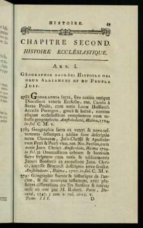 49-101, Chapitre Second. Histoire Ecclésiastique.
