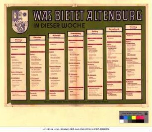 Originaltitel: Was bietet Altenburg in dieser Woche 18. Juli bis 24. Juli 1949 Mitgeteilt vom Städtischen Kulturamt Altenburg
