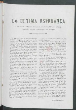 La Última Esperanza : [Del "Strand Magazine", Mayo 1908]