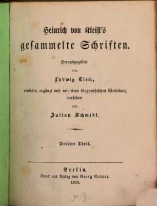 Heinrich von Kleists gesammelte Schriften. 3