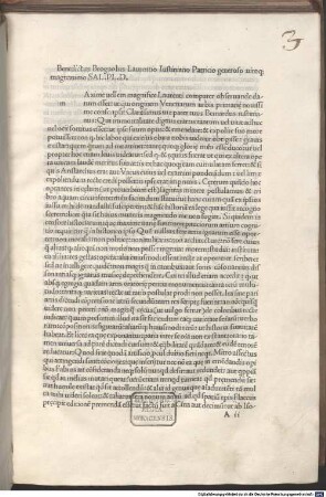 Historia de origine urbis Venetiarum : mit Widmungsbrief an Laurentius Justinianus von Benedictus Brognolus, Venedig 31.1.1492/93