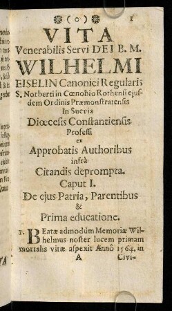 1-133, VITA [...] WILHELMI...