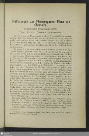 Ergänzungen zur Phanerogamen-Flora von Chemnitz (Gymnasial-Programm 1875)