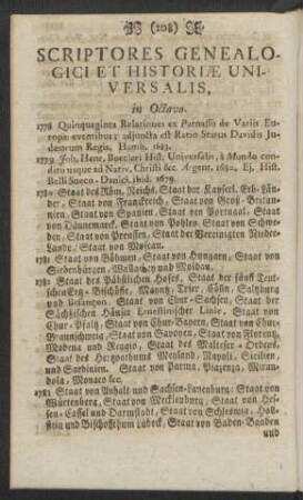 Scriptores Genealogici Et Historiae Universalis, in Octavo