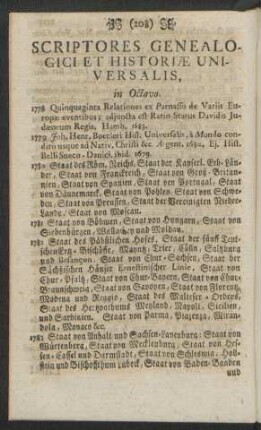 Scriptores Genealogici Et Historiae Universalis, in Octavo