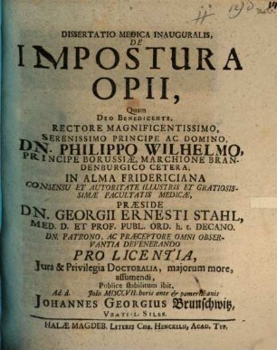 Diss. med. inaug. de impostura opii
