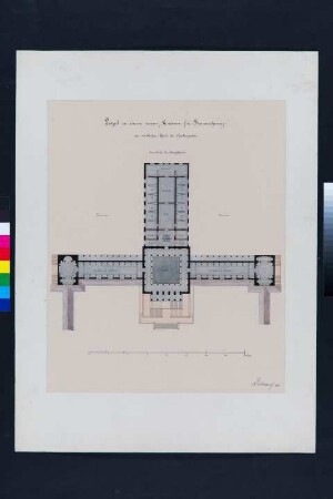 Vorzeichnung für den Wettbewerb bezüglich des Neubaus des Herzoglichen Museums in Braunschweig (Grundriss des Obergeschosses)