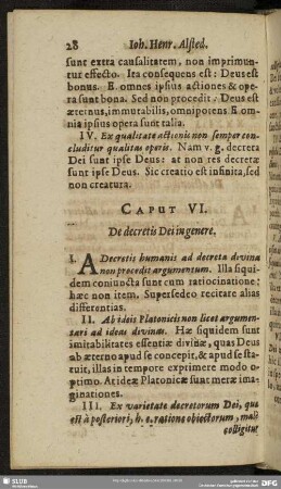 Caput VI. De decretis Dei in genere