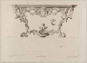 Grund- und Aufriss eines Tisches, Blatt 4 aus der Folge "Livre des Tables françoises nouvellement inventées par C.F. Rudolph"