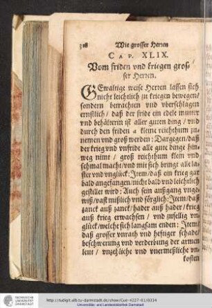Cap. XLIX. Vom friden und kriegen großer Herren