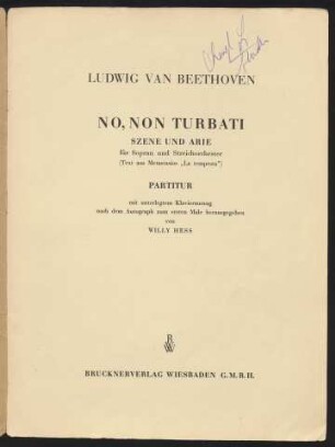 No, non turbati : Szene und Arie ; für Sopran und Streichorchester