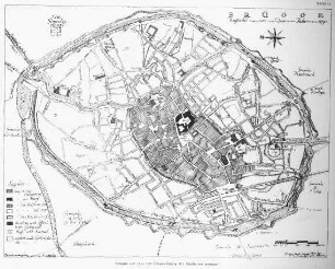 Brügge, Stadtplan von Brügge, um 1850