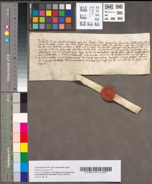 Beloften van Aalbrecht, Palaisgrave op den Rijn, om den Heere van Brederode schadeloos te houden van borgtochten. 23 Januari 1358 (1359). Perkament met 1 uithangend zegel.