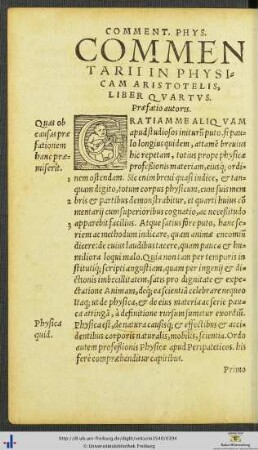 Commentarii In Physicam Aristotelis Liber Quartus