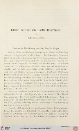 6: Kleine Beiträge zur Goethe-Biographie