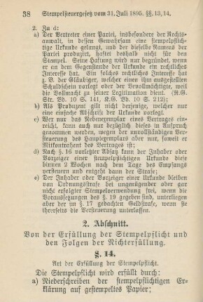 2. Abschnitt. Von der Erfüllung der Stempelpflicht und den Folgen der Nichterfüllung.