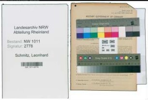 Entnazifizierung Leonhard Schmitz , geb. 21.08.1900 (Geschaeftsinhaber)