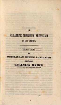 De curatione morborum artificiali et eius limitibus