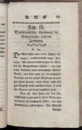 Kap. III. Synchronistische Anordnung der Weltgeschichte, nach den Zeitaltern.