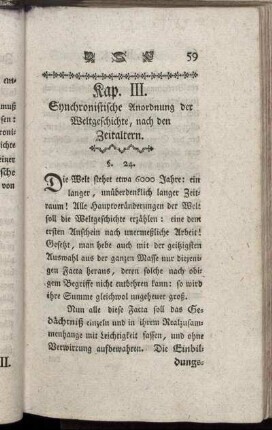 Kap. III. Synchronistische Anordnung der Weltgeschichte, nach den Zeitaltern.