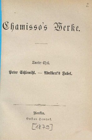Chamisso's Werke, 2. Peter Schlemihl