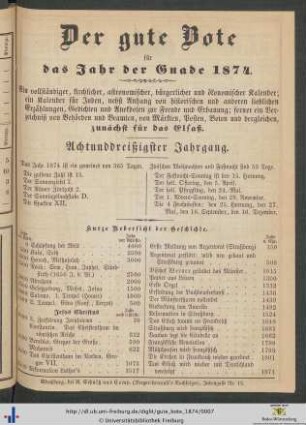 Der gute Bote für das Jahr der Gnade 1874.