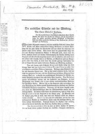 Die arabischen Scheichs und der Weltkrieg.