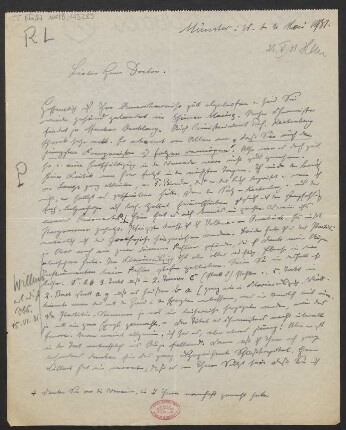 Brief an Ludwig Strecker und B. Schott's Söhne : 01.05.1931