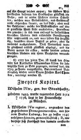 Zweytes Kapitul. Wilhelm IVte, gen. der Standhafte
