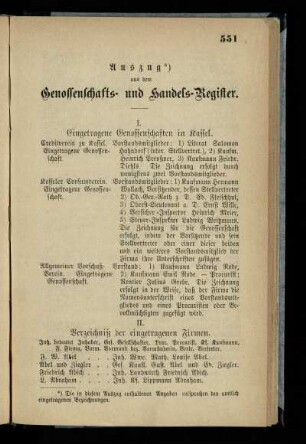 Auszug aus dem Genossenschafts- und Handels-Register