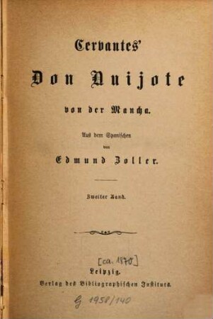 Cervantes' Don Quijote von der Mancha, 2