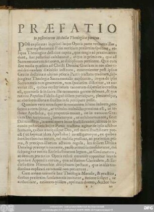 Praefatio In posteriorem Medullae Theologicae partem.