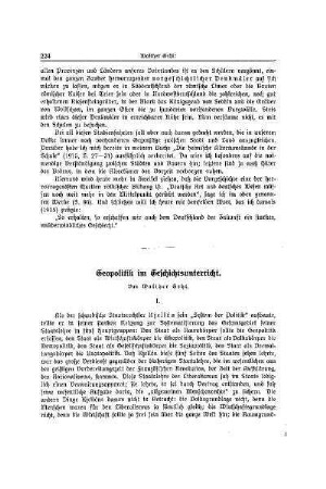 Geopolitik im Geschichtsunterricht