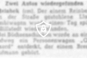 Zwei Autos wiedergefunden