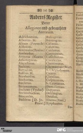 Anderes Register Derer Allegirten und gebrauchten Autorum