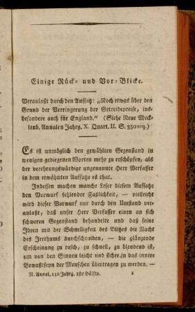 Einige Rück- und Vor-Blicke