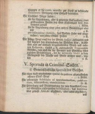 V. Sportuln in Criminal-Sachen.