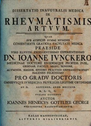 Diss. inaug. med. de rheumatismis artuum