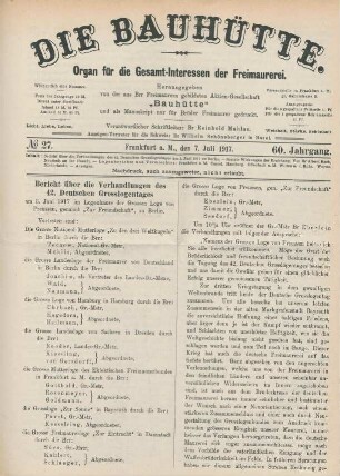 No. 27. Frankfurt a.M., den 7. Juli 1917. 60. Jahrgang.