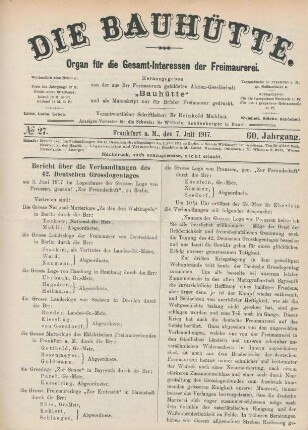 No. 27. Frankfurt a.M., den 7. Juli 1917. 60. Jahrgang.