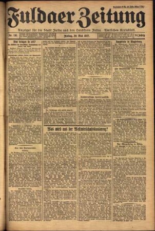 Erste Ausgabe vom Freitag, den 20. Mai 1927.