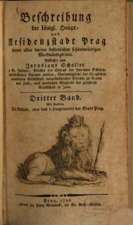 Beschreibung der Königlichen Haupt und Residenzstadt Prag sammt allen darinn befindlichen sehenswürdigen Merkwürdigkeiten, 3. Die Altstadt, oder das I. Hauptviertel der Stadt Prag