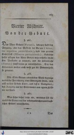 Vierter Abschnitt. Von der Geburt.