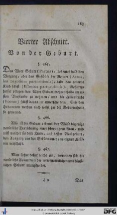 Vierter Abschnitt. Von der Geburt.